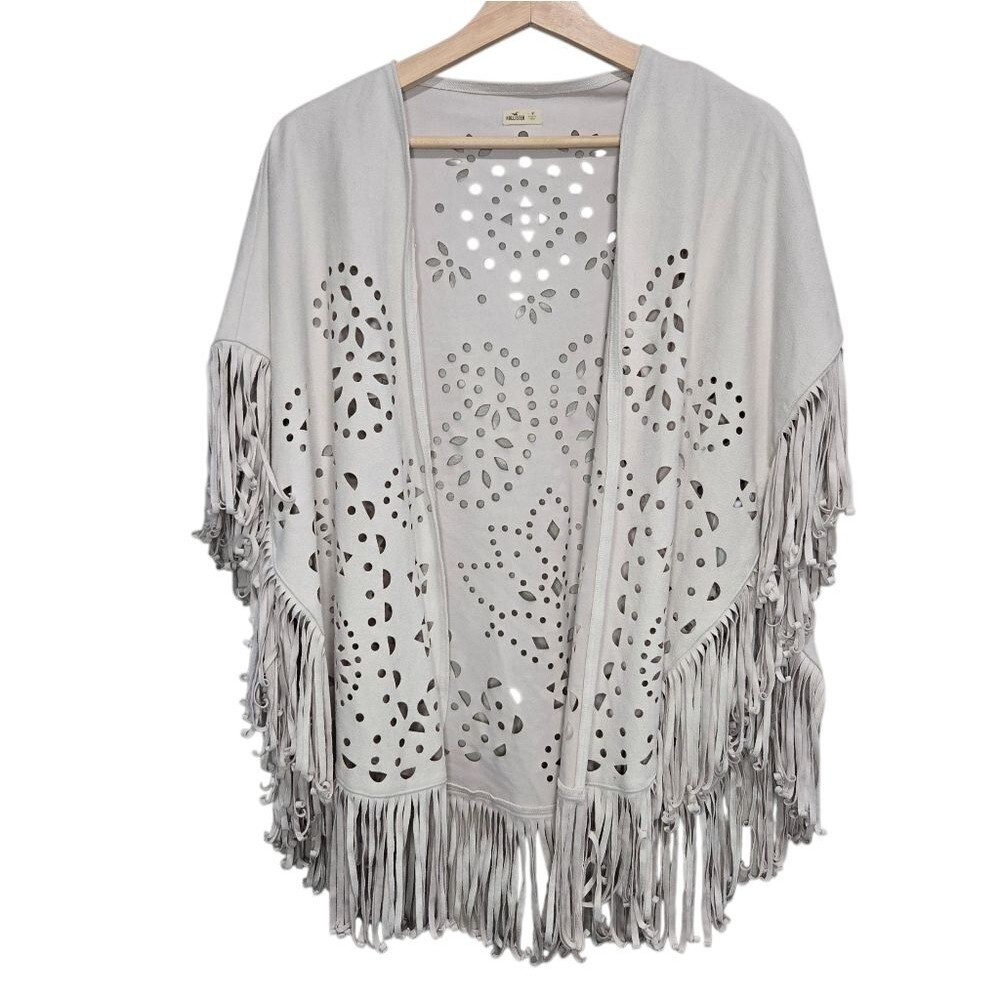 Hollister Faux Suede Fringe Tassel Kimono Cardigan